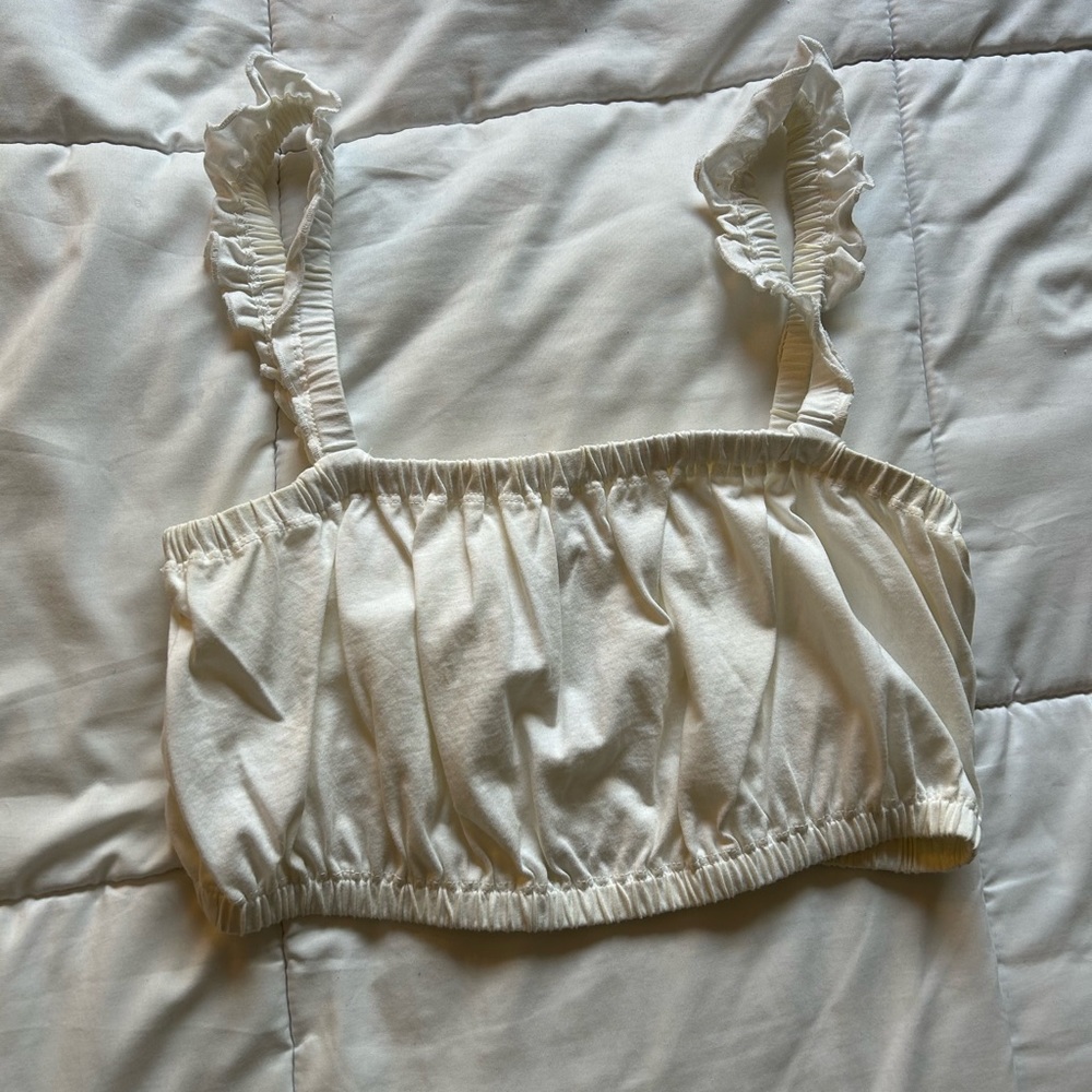 Aritzia white cropped bra top